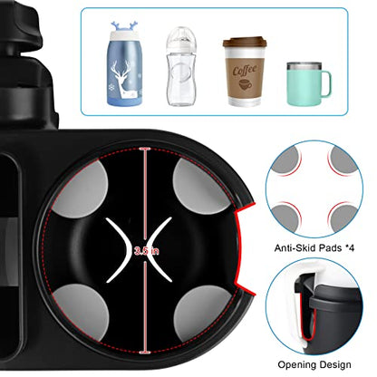 Accmor Stroller Cup Holder with Tray, Universal Cup Holder Tray for Uppababy Nuna Doona Strollers, Bottle Drinks Holder for Stroller, Wheelchair, Walker - style: Tray-3 in-1-Black