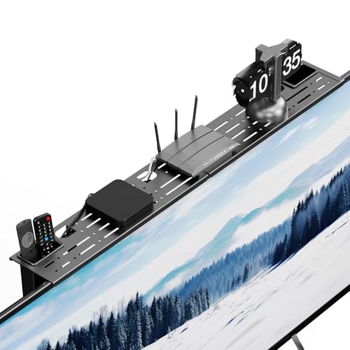 CABTE Adjustable Steel TV Top Shelf, Floating TV Stand, Universal Monitor Shelf for Soundbar, Game Console, Cable Box, Router Shelves (34.65 x 4.33 inch) | Universal Monitor Shelf for Game Console, Cable Box, Router Shelves (34.65 x 4.33 inch) - style: 34
