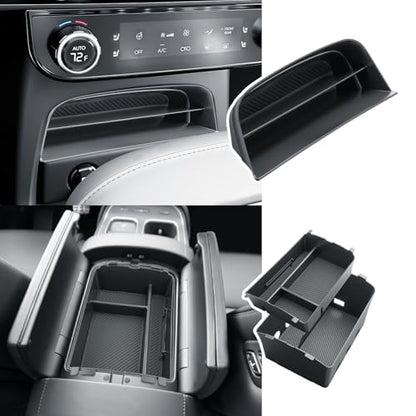 BIBIBO 3Packs for 2026 Hyundai Palisade Center Console Organizer 2026 Hyundai Palisade Calligraphy Console Tray 2026 Palisade Console Insert Tray 2026 Palisade (ONLY FIT Palisade Calligraphy) - color: Black-(Double layer+Insert shelf)