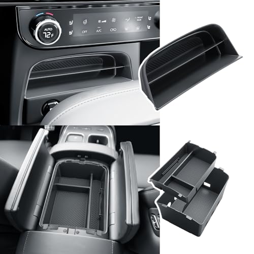 BIBIBO 3Packs for 2026 Hyundai Palisade Center Console Organizer 2026 Hyundai Palisade Calligraphy Console Tray 2026 Palisade Console Insert Tray 2026 Palisade (ONLY FIT Palisade Calligraphy) - color: Black-(Double layer+Insert shelf)
