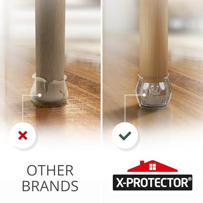 X-Protector Silicone Chair Leg Floor Protectors with Non-Slip Bottom - 16 PCS - Anti-Slip Chair Leg Covers - Non-Skid Furniture Leg Caps - Furniture Pads for 1.4-1.8" Round & 1.1-1.4" Square Legs! - size: 16 1.4" - 1.8"