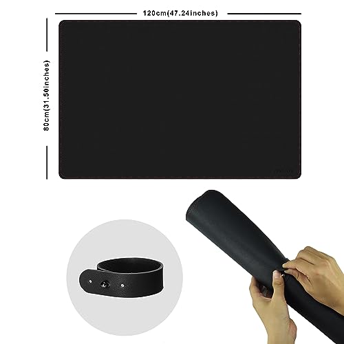 ZORESYN Leather Desk pad (47.24" x 31.50") - pu Leather Desk mat with Suede Base - Large Gaming Mouse pad Waterproof Table Mat Desktop Writing Pad Mouse Mat (Black) - color: Black, size: 47.2L x 31.5W inches