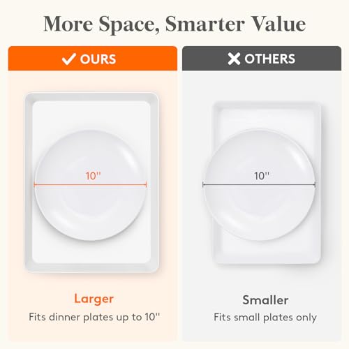 Lifewit 4 Pcs Extra Large Serving Tray for Party, 16" x 12" Reusable Plastic Food Serving Platter for Dessert, Fruit, Cookie, Appetizers & Charcuterie, BPA-Free White Catering Trays for Buffet Display - size: Extra Large (16" x 12")