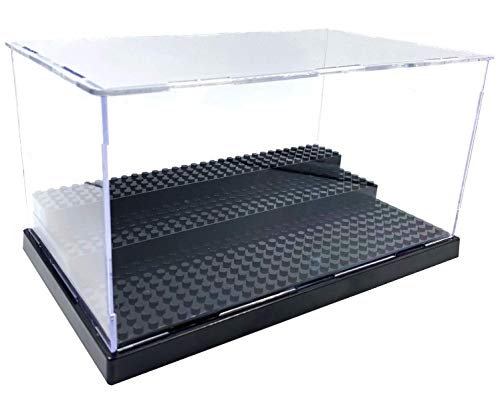 Minifigure Display Case for LEGO, 3-Tier Acrylic Dustproof, Black | Acrylic, Dustproof, 3 Removable Tiered Steps, Holds 35 Minifigures, Stackable, Desk Display, Gift for Collectors, Black - style: 1 PACK