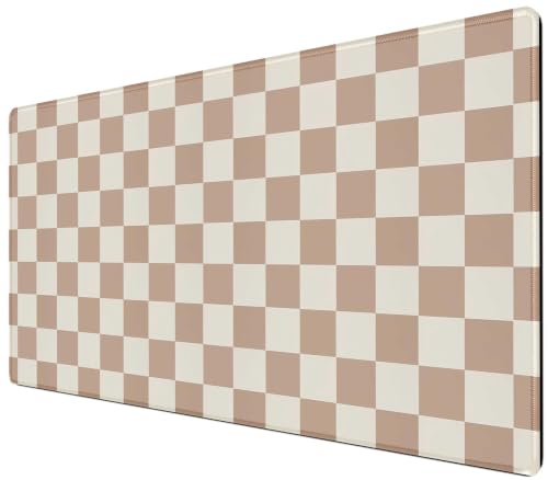 XXL Brown Checkered Mouse Pad with Non-Slip Rubber Base, Large Modern Aesthetic Mouse Pads for Desk Decorative Gaming Mousepad Desk Accessory for Office - color: B2