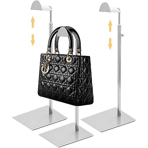 Royxen 3 Pack Purse Holder, Purse Display Stand with Adjustable Height, Bag Stands for Display, Stainless Steel Purse Rack for Bags Organizer (Silver) - color: Silver