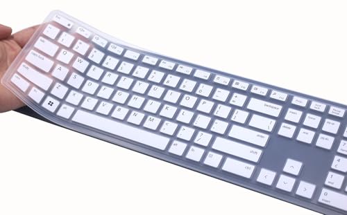 Silicone Keyboard Skin Cover Compatible for Dell Wireless Bluetooth Keyboard KM7321W, Dell Pro Keyboard KB500 & KM5221W (White) - color: White