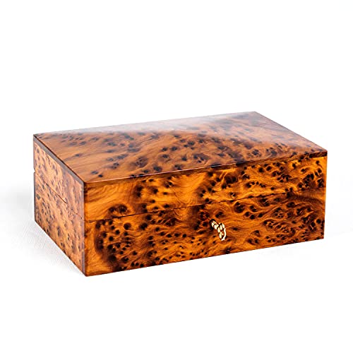 Hand Carved Wooden Multipurpose Keepsake Jewelry Decorative Art Box Storage Organizer Medium with Lock - size: Medium Thuya With Lock