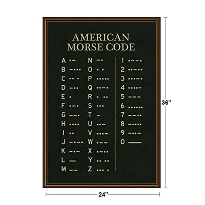 American Morse Code Chart Poster Military Alphabet Binary Machine Numbers Picture Morris Ham Radio Posters Message Learning Charts Mores Army Navy Cool Wall Art Print Poster 24x36 - size: 36"L x 24"W