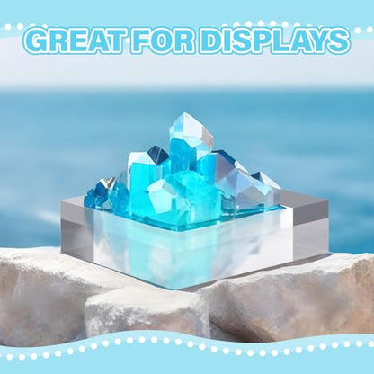 Qunclay 4 Pcs 4 x 4 x 2 Inches Acrylic Square Display Block Clear Polished Acrylic Cubes Jewelry Display Stand for Jewelry Ring Showcase Holder Base Collections - size: 4 x 4 x 2 Inches