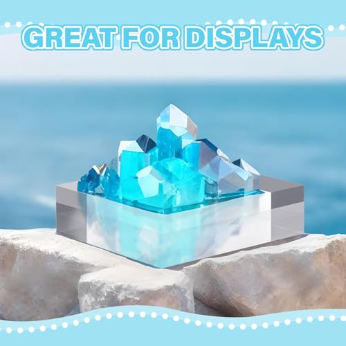 Qunclay 4 Pcs 5 x 5 x 2 Inches Acrylic Square Display Block Clear Polished Acrylic Cubes Jewelry Display Stand for Jewelry Ring Showcase Holder Base Collections - size: 5 x 5 x 2inches