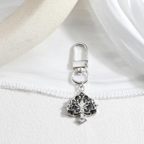 Poker Suit Keychain Club Spade Diamond and Heart Keycharms for Women Unique Game Keyring - color: Spades