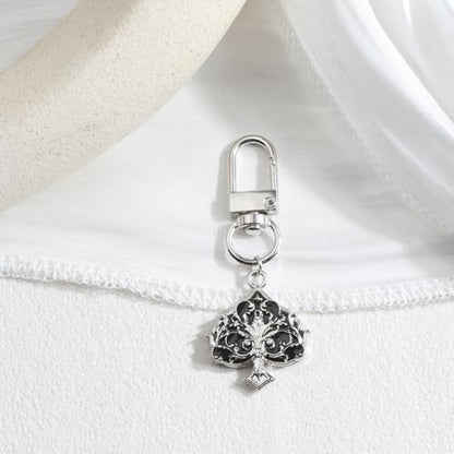 Poker Suit Keychain Club Spade Diamond and Heart Keycharms for Women Unique Game Keyring - color: Spades