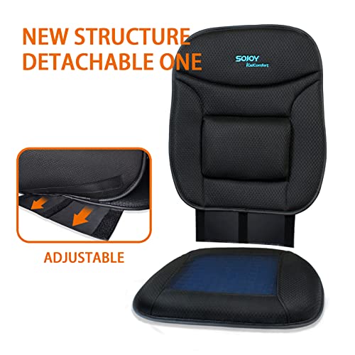 Sojoy Truck Seat Cushion with Firm Lumbar Support,Gel Seat Pad with Upper Lower Back Support Pillow for Office,Car,Truck, Pain Relief Coccyx Seat Cushion