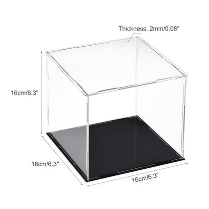 uxcell Acrylic Clear Display Case Box Dustproof Protection Showcase Cube Collectibles Show Box 5.9x5.9x5.9inch - size: 5.9x5.9x5.9inch