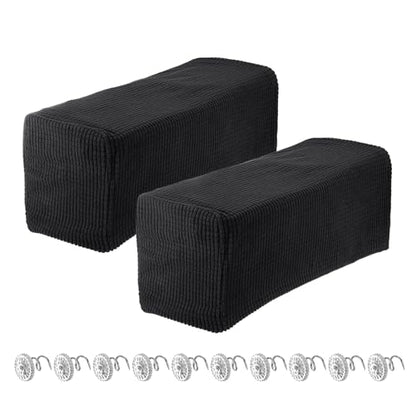 uxcell 2pcs Stretch Armrest Covers for Chairs/Sofas, Couch Arm Covers with Twist Pin, Furniture Protector Slipcovers for Sofa Chair Recliner Black - color: Black