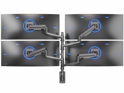 VIVO Quad Ultrawide Wall Mount, Heavy Duty Pneumatic Arm Monitor Station, Fits Four 38 inch Screens, Pneumatic Height Adjustment and 140lb Weight Capacity, Black, MOUNT-V400D - size: Quad Mount, style: Wall Mount