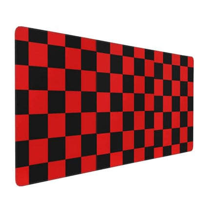 Black Red Checkered Mouse Pad Large Desk Mat for Keyboard and Mouse Non-Slip Gaming Mousepad Office Desk Accessories for Computer 35.4x15.7Inch - color: Black Red Checkered