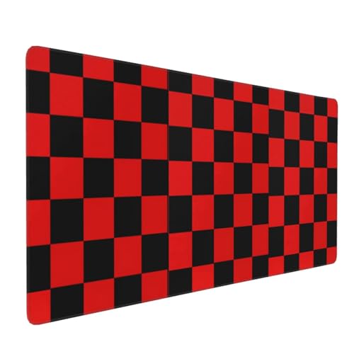 Black Red Checkered Mouse Pad Large Desk Mat for Keyboard and Mouse Non-Slip Gaming Mousepad Office Desk Accessories for Computer 35.4x15.7Inch - color: Black Red Checkered