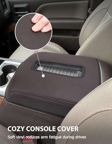 Center Console Armrest Cover for GMC Sierra & Chevrolet Silverado 2014-2018, Tahoe & Yukon & Suburban 2015-2020, Bucket Seat, Car Armrest Protector, Cocoa Brown - color: Cocoa Brown