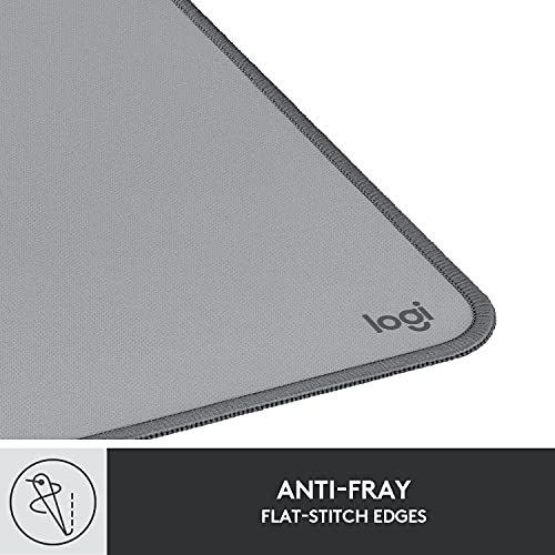 Logitech Desk Mat - Studio Series, Multifunctional Large Desk Pad, Extended Mouse Mat, Office Desk Protector with Anti-Slip Base, Spill-Resistant Durable Design, in Mid-Grey - color: Mid-grey