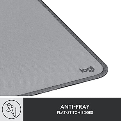 Logitech Desk Mat - Studio Series, Multifunctional Large Desk Pad, Extended Mouse Mat, Office Desk Protector with Anti-Slip Base, Spill-Resistant Durable Design, in Mid-Grey - color: Mid-grey