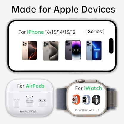 2026 3 in 1 Charging Station Fast Charging for iPhone,Wireless Charger for iPhone 17 16e 16 15 14 13 12 11 X Pro Max & Apple Watch - Wireless Charging Station for AirPods 4 3 2 Pro