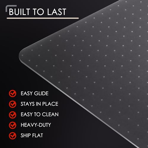 Kuyal Office Chair Mat for Carpet, 32‘’x48‘’ Clear Heavy Duty Computer Chair Mat, Under Desk Protector Carpeted Floors Mat, Easy Chair Movement,Ship Flat - size: 32" X 48"
