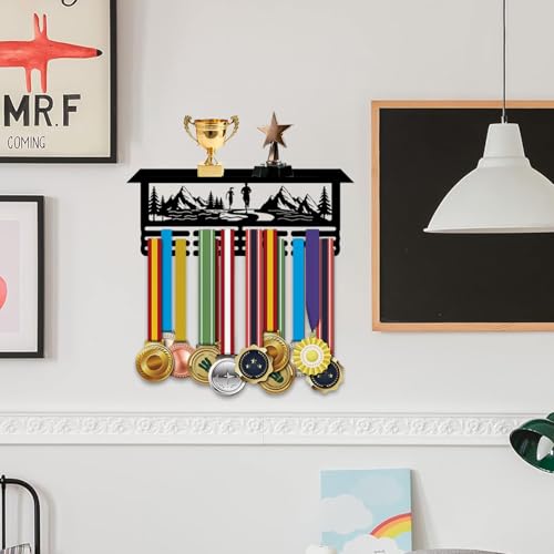 Resama Medal Hanger Holder Display Wall Rack Frame Shelf-Medal Hanger Awards Ribbon Soccer,Gymnastics,Holder Display Rack for 60 Medals - color: Running