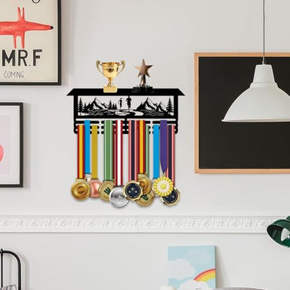Resama Medal Hanger Holder Display Wall Rack Frame Shelf-Medal Hanger Awards Ribbon Soccer,Gymnastics,Holder Display Rack for 60 Medals - color: Running