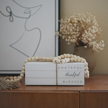 Decorative Books for Home Decor, Wooden Faux Book for Decoration, Farmhouse Stacked Display Books (GRATEFUL thankful BLESSED) - style: GRATEFUL thankful BLESSED