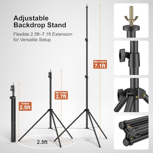 LINCO Lincostore Backdrop Support Stand Kit 10x7.1ft Adjustable Photography Studio Photo Background Support System with Carrying Bag for Green Screen Muslin, 4173-U (10ft Wide 7.1ft high) - size: 10ft wide 7.1ft high
