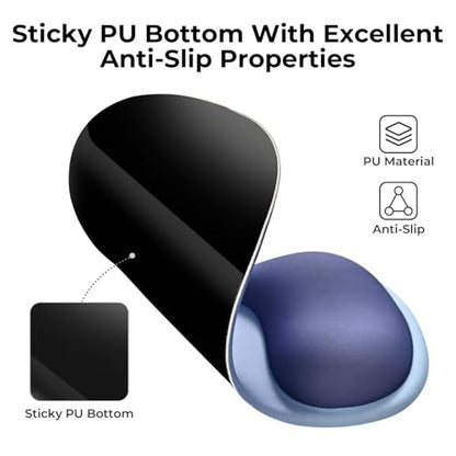 EooCoo Ergonomic Mouse Pad with Gel Wrist Rest Support Middle Concave Design, Relieve Wrist Pain Mousepad, Non-Slip Base for Laptop, Computer, Office Desk Accessories, Carpal Tunnel Syndrome Navy Blue - color: Navy Blue