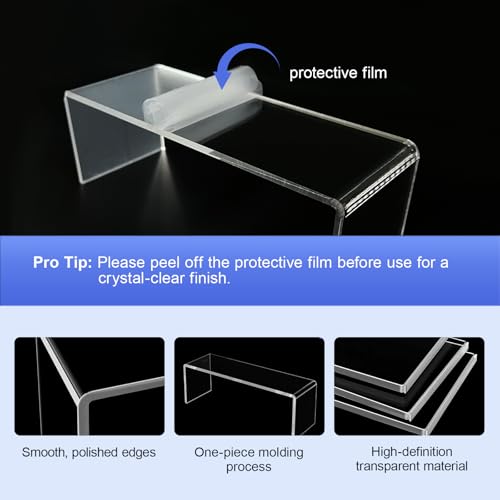 Acrylic Risers 8 Pcs – Clear Rectangular Display for Perfume Organizer, Figures, Jewelry, Dessert Table & Cupcake, 4 Sizes (7", 8", 9")