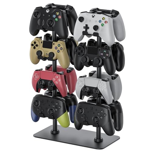 MANMUVIMO Controller Holder for 16 Xbox PS5 PS4 Gaming Controller, Video Game Controller Holder Headphone Stand for Desk, Gamer Gifts for Men, Gaming Room Accessories Maximum Organizer Rack - size: 16 Controller Holder Black
