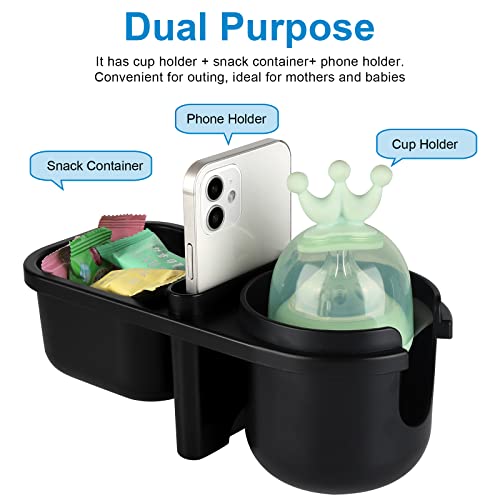 Accmor Stroller Cup Holder with Tray, Universal Cup Holder Tray for Uppababy Nuna Doona Strollers, Bottle Drinks Holder for Stroller, Wheelchair, Walker - style: Tray-3 in-1-Black