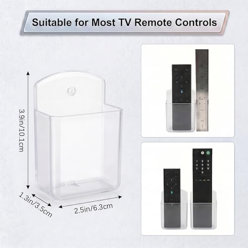 2 PCS Remote Control Holder Wall Mount, TV Remote Control Holder, Self Adhesive Pen Holder Organizers and Accessories for Home Office School (2, Clear) - color: Set of 2-Clear