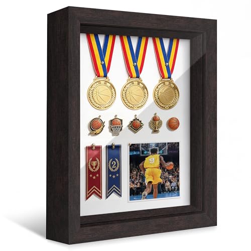 Picrit Shadow Box Frame 11x14, Display Case Box with High Definition Real Glass and Black Back for Memorabilia, Baby Items, Wedding Memories, Crafts, Tickets and Photos, Brown - color: Brown, size: 11x14