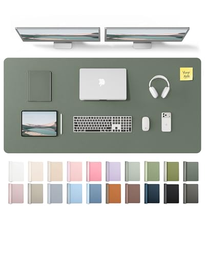 YSAGi Leather Desk Pad Protector, Office Desk Mat, Large Mouse Pad, Non-Slip PU Leather Desk Blotter, Laptop Desk Pad, Waterproof Desk Writing Pad for Office and Home (Dark Green,55" x 24") - color: Dark Green, size: 55" x 24"