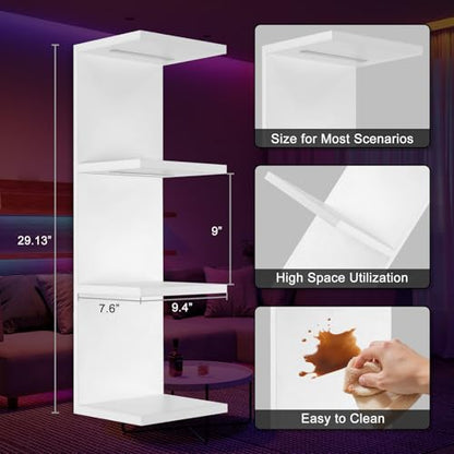 4 Tier RGB Wall Shelf-Gaming Shelf with Remote Control, Lack Shelves with Light for Bedroom | Easy to Install Cosmetic & Display Modern Shelf, White - color: 4r-white