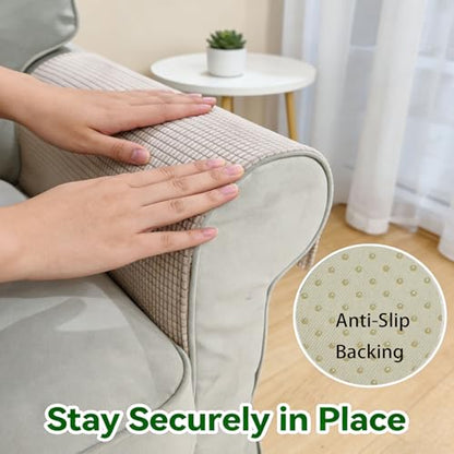Couch Arm Covers for Sofa Chair, Waterproof Armrest Armchair Covers Non-Slip Recliner Slipcovers, Headrest Cover, Set of 2 (Wine Red, 24"×20") - color: Wine Red