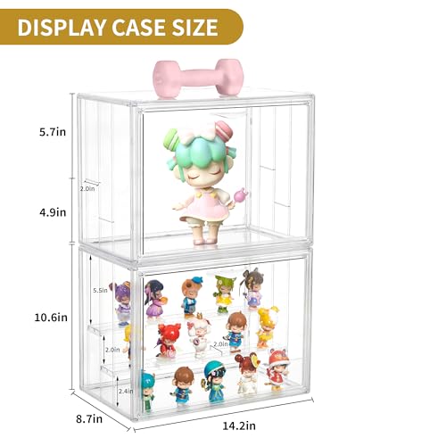 LXLXXL Acrylic Display Case for Collectibles 3 Layer Adjustable Figure Display Cases with Magnetic Door Clear Stackable Display Box for Figures Showcase 2Pack - size: XLarge 2 Pack