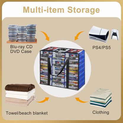 CD DVD Storage Bags, 2-Pack Clear Blu-ray Storage Bags with Zipper & Handles | Holds 90 Blu-Ray, 70 DVD | Media & Video Game Storage Organizer for VHS, Discs - size: 2 Pack