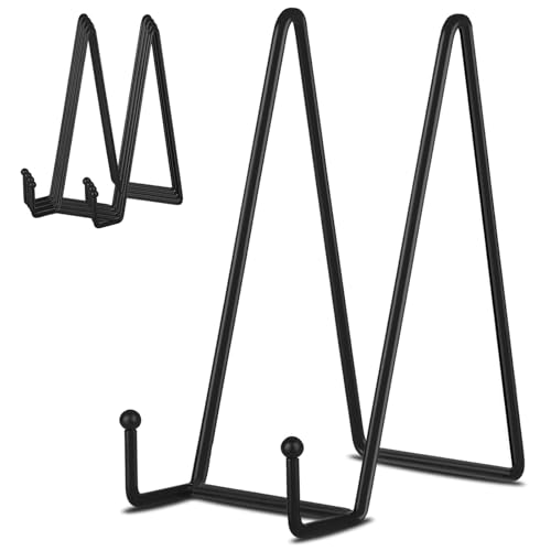IBosins 5 Pack 8 Inch Plate Holder Display Stands, Large Metal Black Frame Stand for Picture, Book, Photo Easel, Creation, Collectibles - color: Black, size: 8 Inch