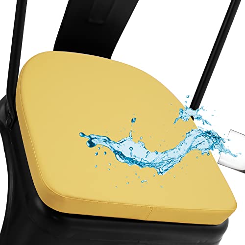 BUYUE 14" Metal Chair Cushion with Magnetic 1 Piece, Luxury PU Leather Waterproof Anti-Slip Seat Pad for Kitchen Cafe Dining Bistro Stackable Chairs (U-Shape, Yellow, 1) - color: Yellow, style: U-shape-1 Pcs