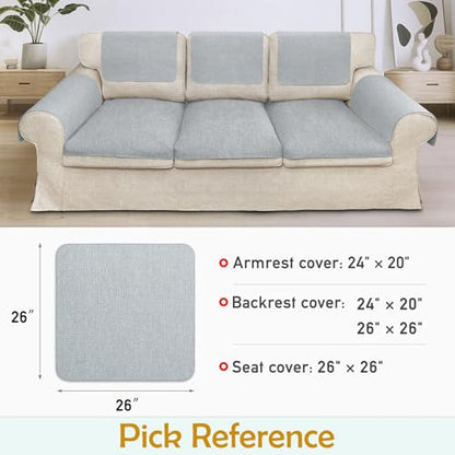 Couch Arm Covers, Waterproof Armrest Cover for Sofa, Loveseat, Armchair, Non-Slip Recliner Arm Cover, Sofa Arm Covers, Headrest Cover, Arm Chair Covers Set of 2 (Silver, 26"×26") - color: Silver, size: 26" x 26" - 2 pcs