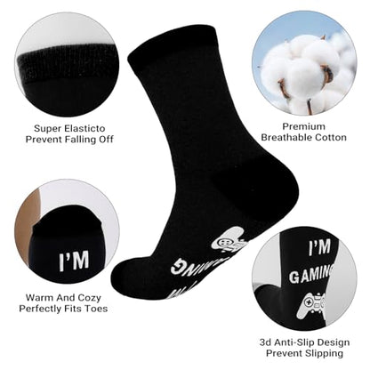 Funny Socks Cool Valentines Day Gifts for Him Men Boys Husband Boyfriend Dad Brother Cotton Comfort Birtday Gifts - color: Black Game Version