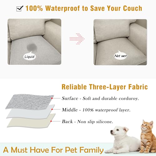 Couch Arm Covers, Waterproof Armrest Cover for Sofa, Loveseat, Armchair, Non-Slip Recliner Arm Cover, Sofa Arm Covers, Headrest Cover, Arm Chair Covers Set of 2 (Gray, 24"×20") - color: Grey, size: 24" x 20" - 2 pcs