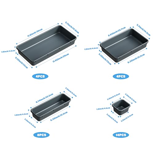 Gonice 30 PCS Black Interlocking Desk Organizer, Plastic Drawer Organizer Tray, Drawer Separator Tray for Office, Bathroom, Kitchen - size: 30 PCS black