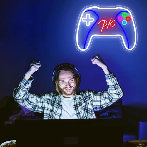 PK Gamepad Neon Sign - Dimmable USB Powered LED Light for Game Room/Teen Boy Bedroom Decor, Birthday Christmas Gift for Gamers - style: PK GamePad